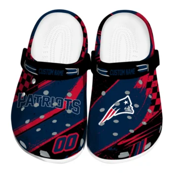 New England Patriots Clogs - Personalized Circuit Geometry Blue Black