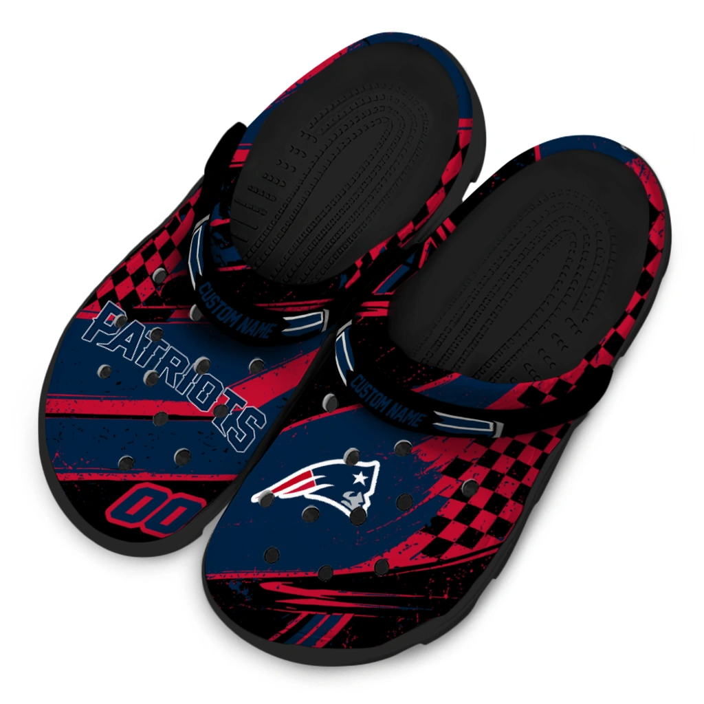 New England Patriots Clogs - Personalized Circuit Geometry Blue Black 4