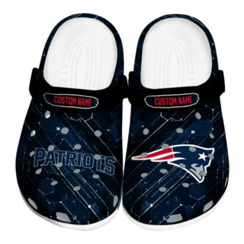 New England Patriots Clogs - Personalized Circuit Geometry Blue Black
