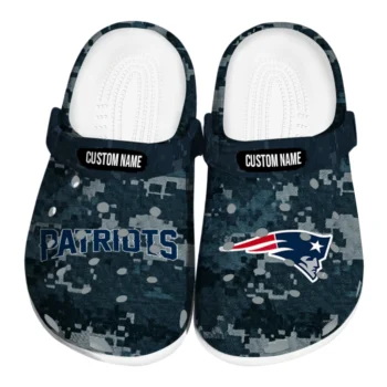 New England Patriots Clogs - Personalized Digital Camo Blue