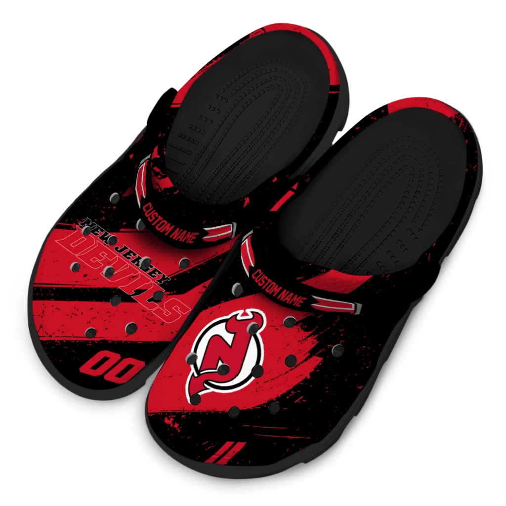 New Jersey Devils Clogs - Custom Circuit Geometry Red Black 4