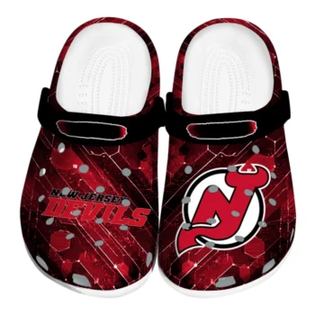 New Jersey Devils Clogs - Custom Circuit Geometry Red Black