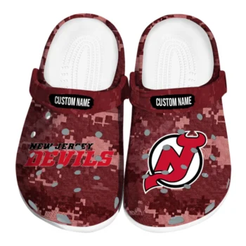 New Jersey Devils Clogs - Custom Digital Camo Red