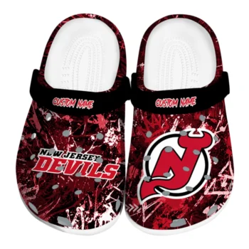 New Jersey Devils Clogs - Personalized Graffiti Burst Red Black