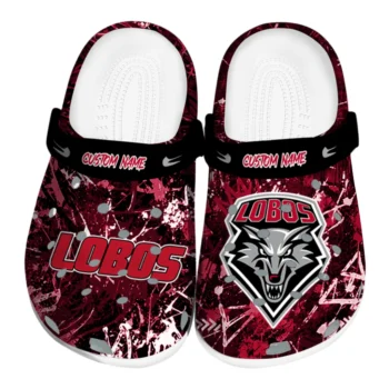 New Mexico Lobos Clogs - Custom Graffiti Burst Red Black