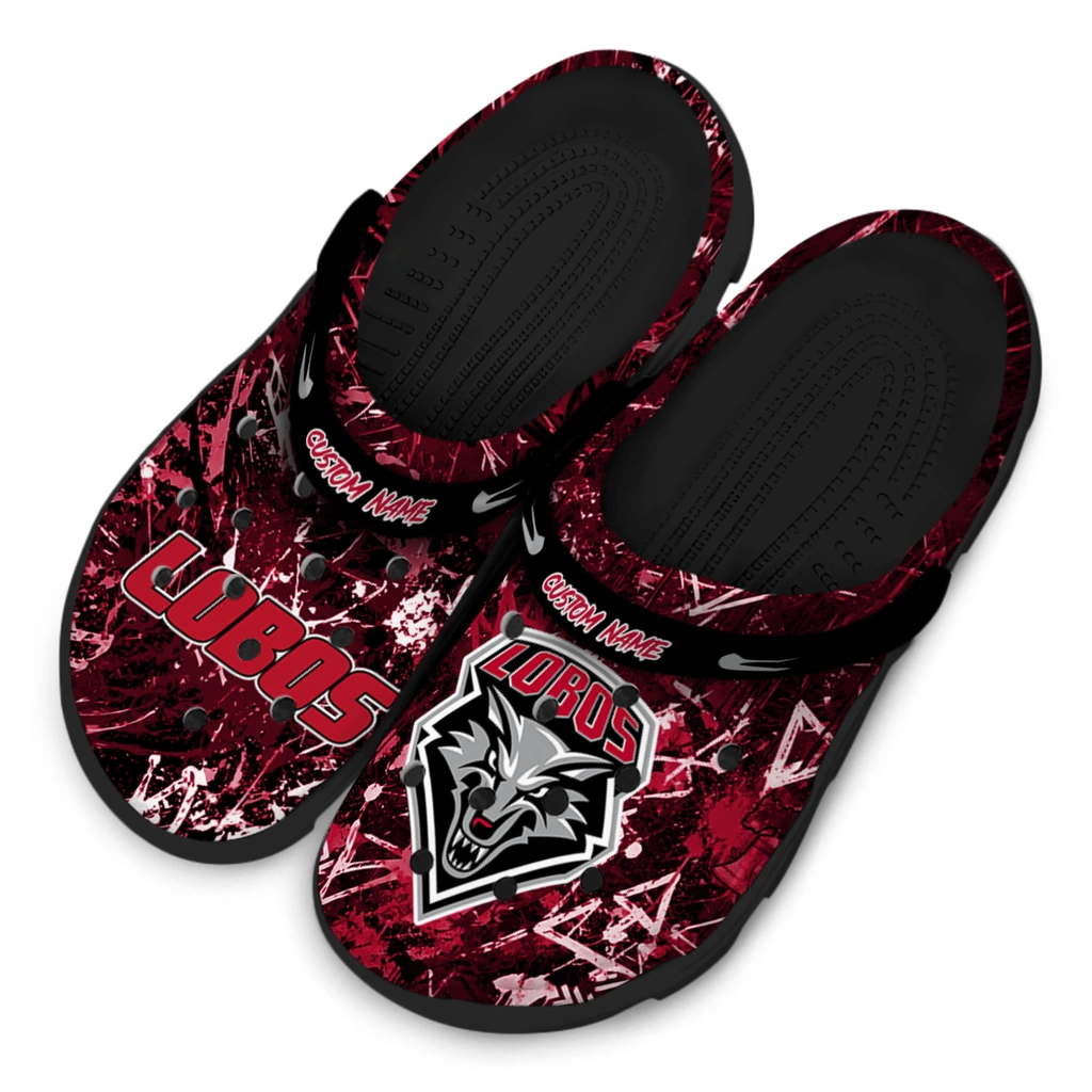 new-mexico-lobos-clog-custom-graffiti-burst-red-black-latest-model.webp