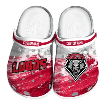 New Mexico Lobos Clogs - Custom Wave Swirl Red White