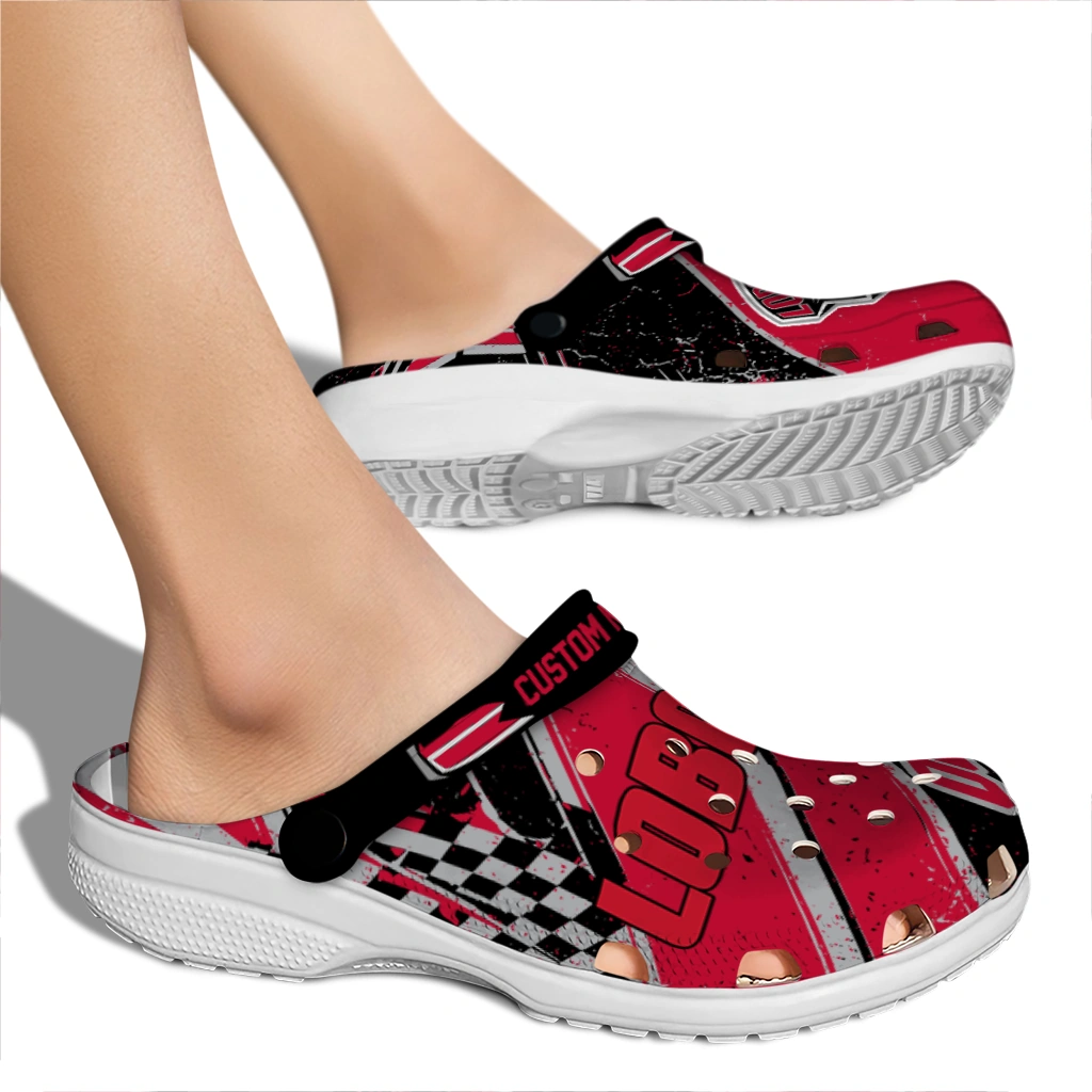 New Mexico Lobos Clogs - Customized Circuit Geometry Red Black 2
