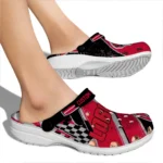 New Mexico Lobos Clogs – Custom Checkered Streaks Red Black 1