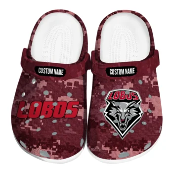 New Mexico Lobos Clogs - Customized Digital Camo Red