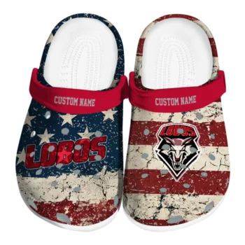 New Mexico Lobos Clogs - Customized Distressed Stripes Red Blue