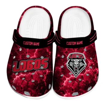 New Mexico Lobos Clogs - Personalized Cracked Energy Red Black