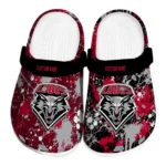 New Mexico Lobos Clogs - Personalized Splatter Splash Red Black 1 new-mexico-lobos-clog-personalized-splatter-splash-red-black-best-selling.webp