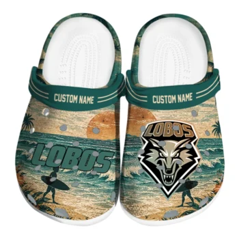 New Mexico Lobos Clogs - Personalized Wave Scene Fir Green