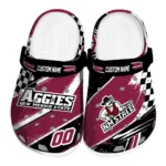 New Mexico State Aggies Clogs - Custom Checkered Streaks Crimson Black 1 new-mexico-state-aggies-clog-custom-checkered-streaks-crimson-black-best-selling.webp