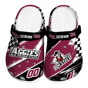 New Mexico State Aggies Clogs - Custom Checkered Streaks Crimson Black