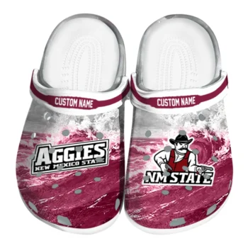 New Mexico State Aggies Clogs - Custom Wave Swirl Crimson White