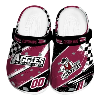 New Mexico State Aggies Clogs - Custom Checkered Streaks Crimson Black