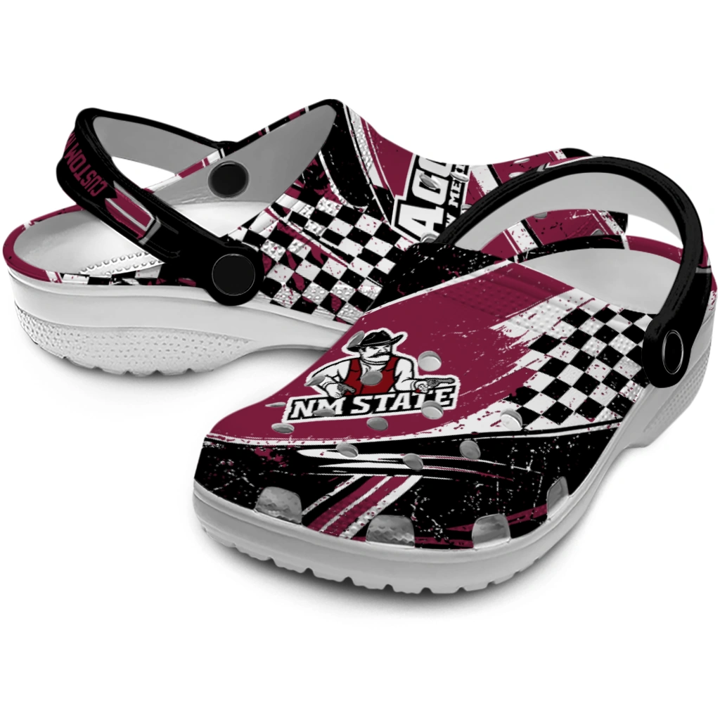 New Mexico State Aggies Clogs - Customized Circuit Geometry Crimson Black 3