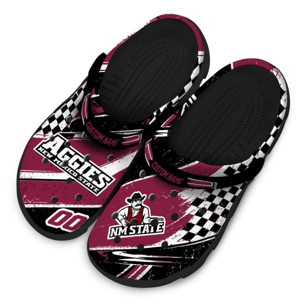 New Mexico State Aggies Clogs - Customized Circuit Geometry Crimson Black 4