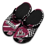 New Mexico State Aggies Clogs – Custom Checkered Streaks Crimson Black 1