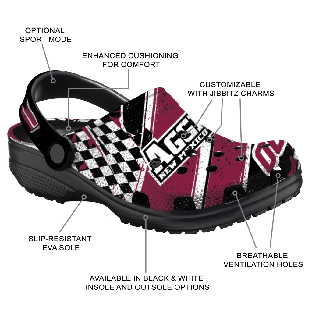 New Mexico State Aggies Clogs - Customized Circuit Geometry Crimson Black 5