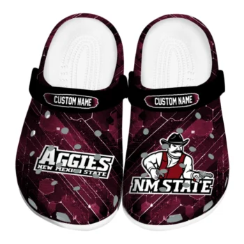 New Mexico State Aggies Clogs - Customized Circuit Geometry Crimson Black