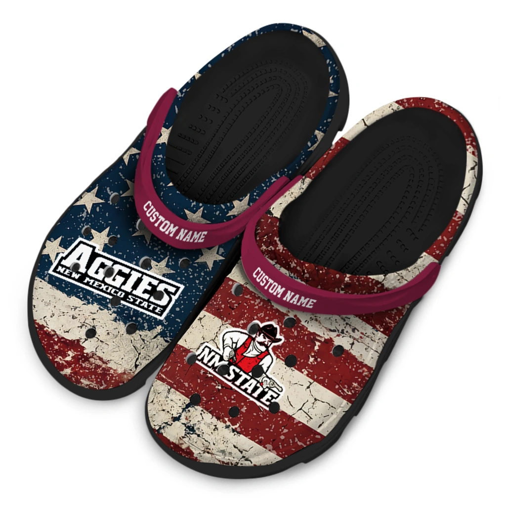 new-mexico-state-aggies-clog-customized-distressed-stripes-crimson-red-blue-latest-model.webp
