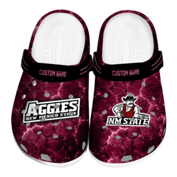 New Mexico State Aggies Clogs - Personalized Cracked Energy Crimson Black