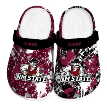 New Mexico State Aggies Clogs - Personalized Splatter Splash Crimson Black