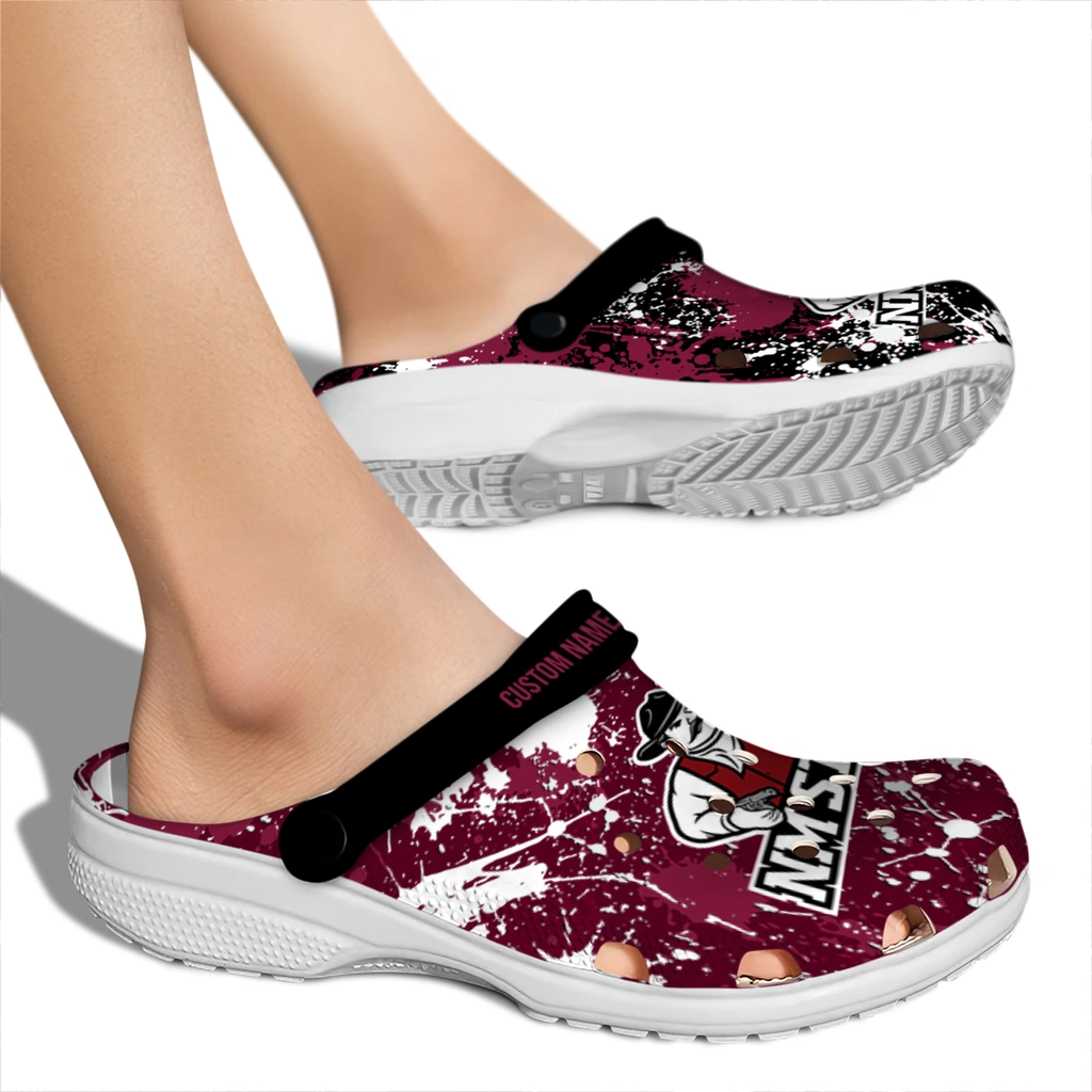 new-mexico-state-aggies-clog-personalized-splatter-splash-crimson-black-fashion-forward.webp