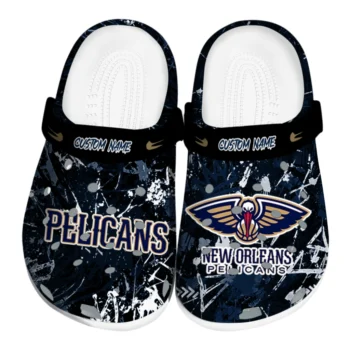 New Orleans Pelicans Clogs - Custom Graffiti Burst Navy Black