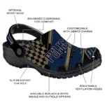 New Orleans Pelicans Clogs – Custom Checkered Streaks Navy Black 1