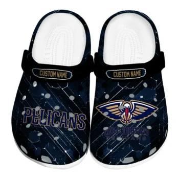 New Orleans Pelicans Clogs - Customized Circuit Geometry Navy Black