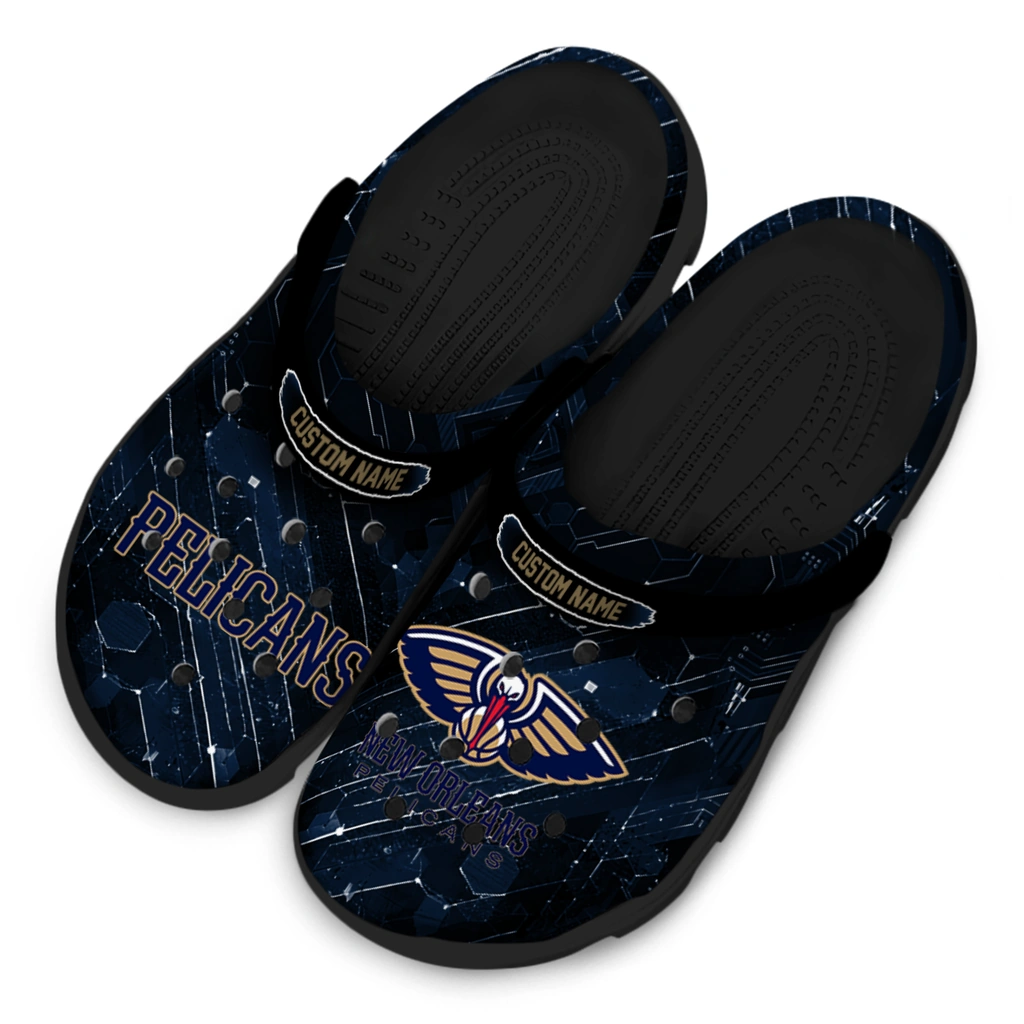 new-orleans-pelicans-clog-customized-circuit-geometry-navy-black-latest-model.webp