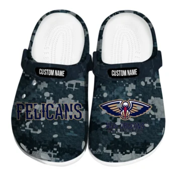 New Orleans Pelicans Clogs - Customized Digital Camo Navy