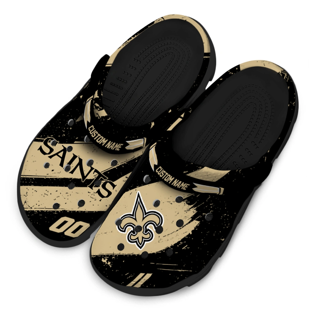 New Orleans Saints Clogs - Custom Circuit Geometry Gold Black 4