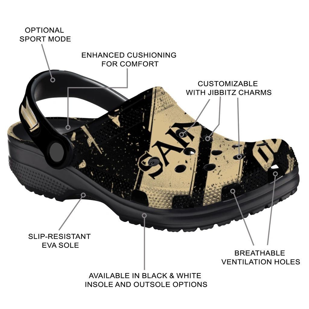 New Orleans Saints Clogs - Custom Circuit Geometry Gold Black 5