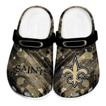 New Orleans Saints Clogs - Custom Circuit Geometry Gold Black