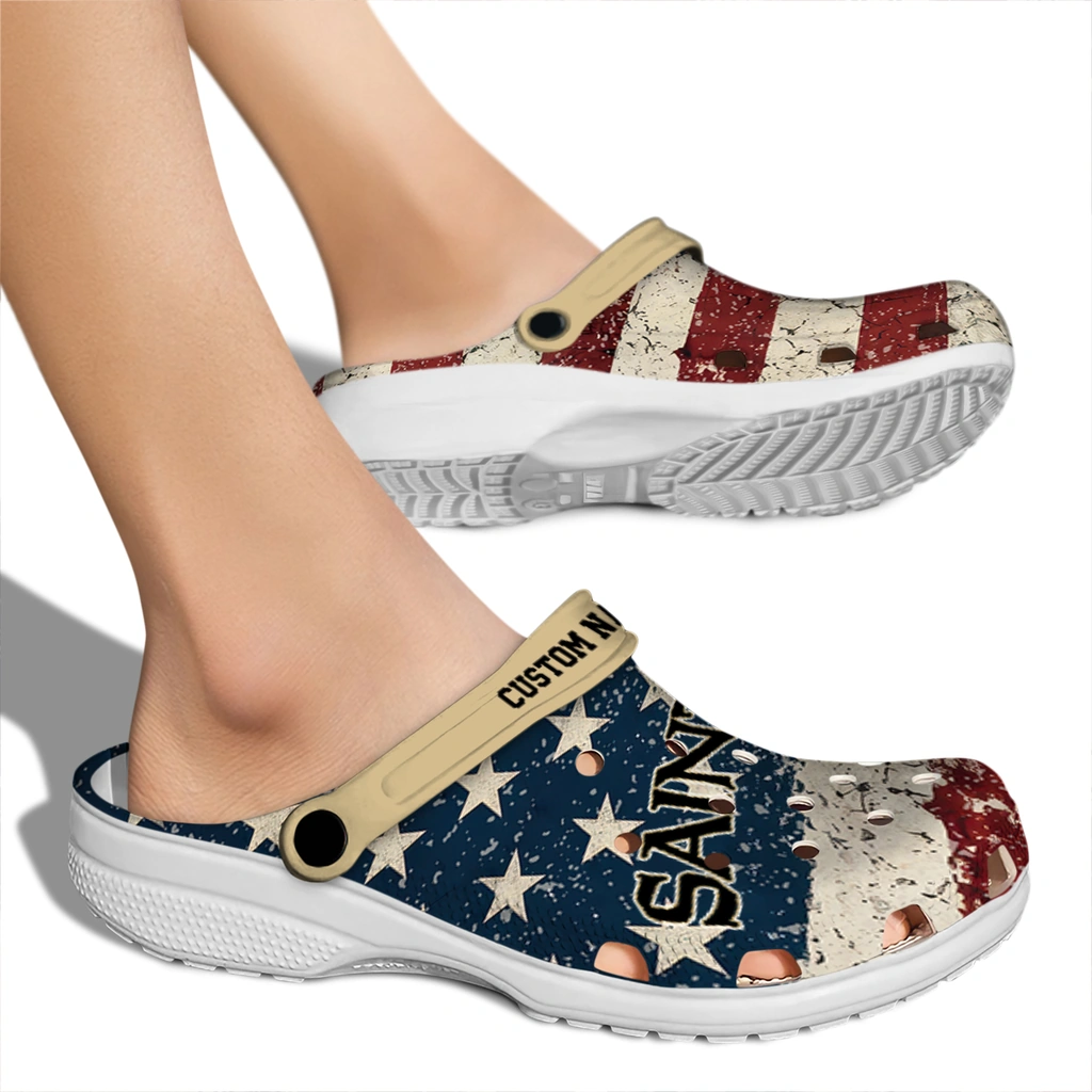 new-orleans-saints-clog-custom-distressed-stripes-gold-red-blue-fashion-forward.webp