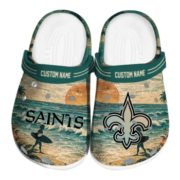 New Orleans Saints Clogs - Customized Wave Scene Fir Green