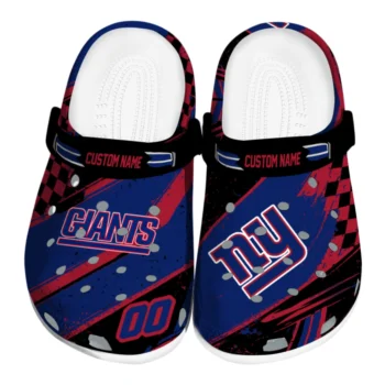 New York Giants Clogs - Custom Checkered Streaks Blue Black