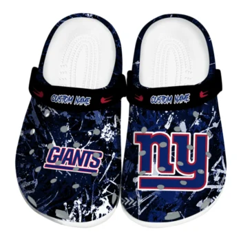 New York Giants Clogs - Custom Graffiti Burst Blue Black