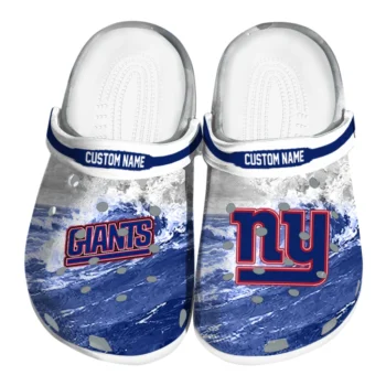 New York Giants Clogs - Custom Wave Swirl Blue White