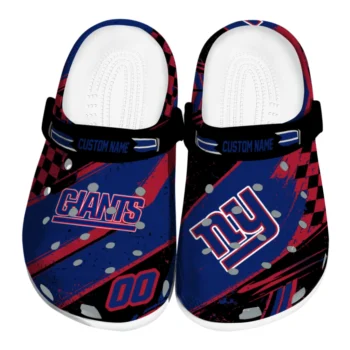 New York Giants Clogs - Custom Checkered Streaks Blue Black