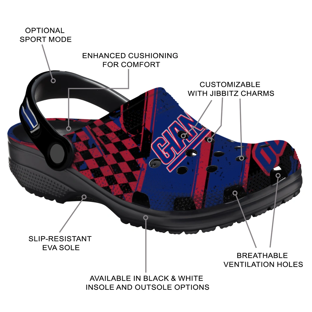 New York Giants Clogs - Customized Circuit Geometry Blue Black 5