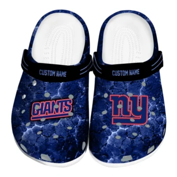 New York Giants Clogs - Personalized Cracked Energy Blue Black