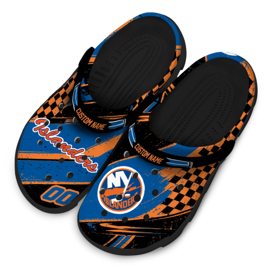 new-york-islanders-clog-custom-checkered-streaks-blue-black-latest-model.webp