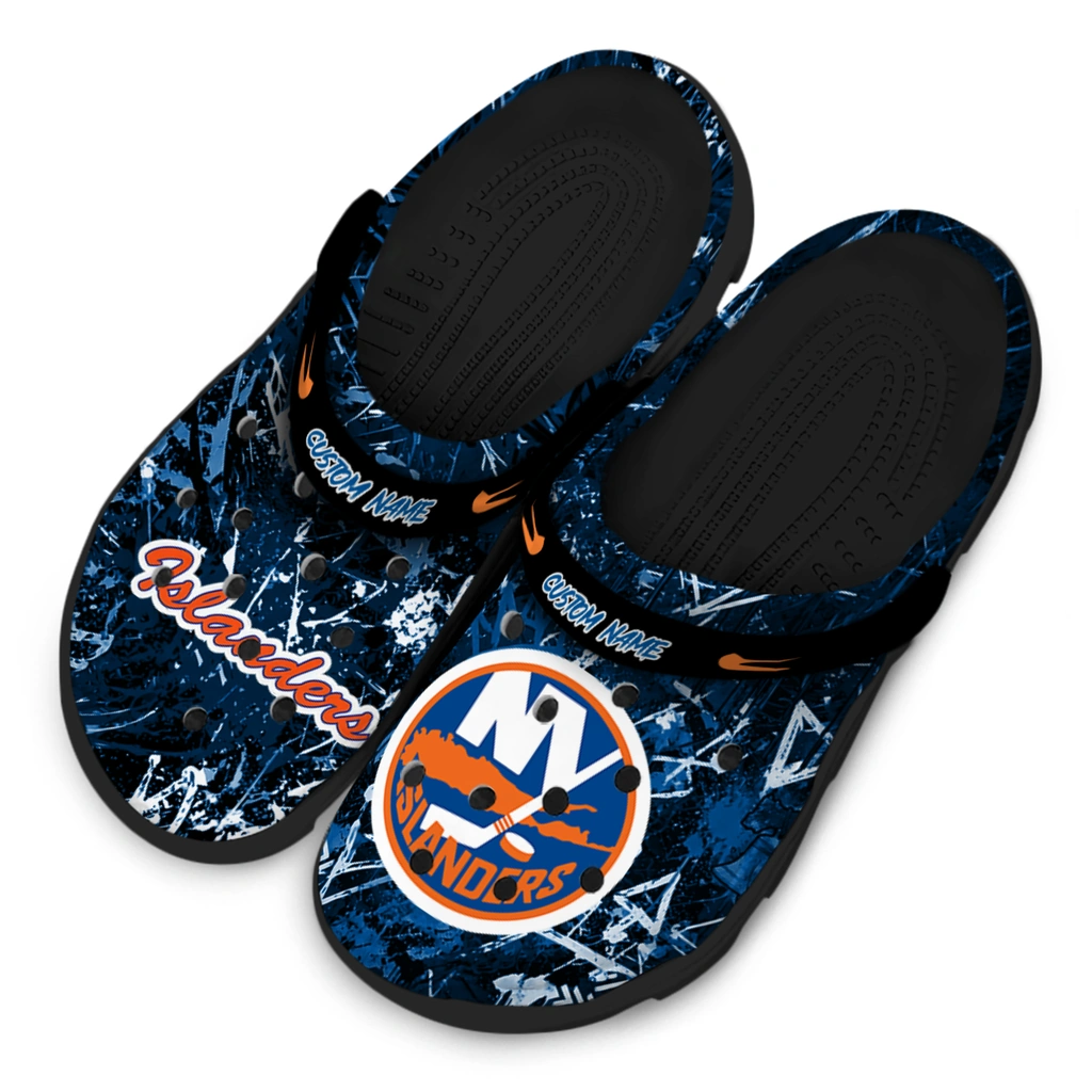 new-york-islanders-clog-custom-graffiti-burst-blue-black-latest-model.webp