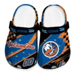 New York Islanders Clogs – Custom Checkered Streaks Blue Black 1